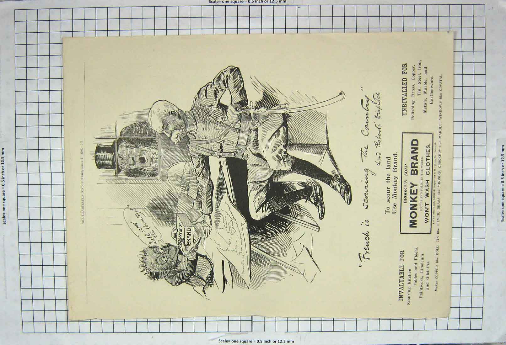 Original Old Antique Print 1900 Advertisement Monkey Brand Soap Lord Northcote
