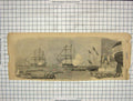 Original Old Antique Print 1855 Queen Portsmouth England War Ships Marlborough