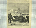 Old Antique Print 1875 Arctic Life Sledge Ship People Ice Snow Fine Art 19th