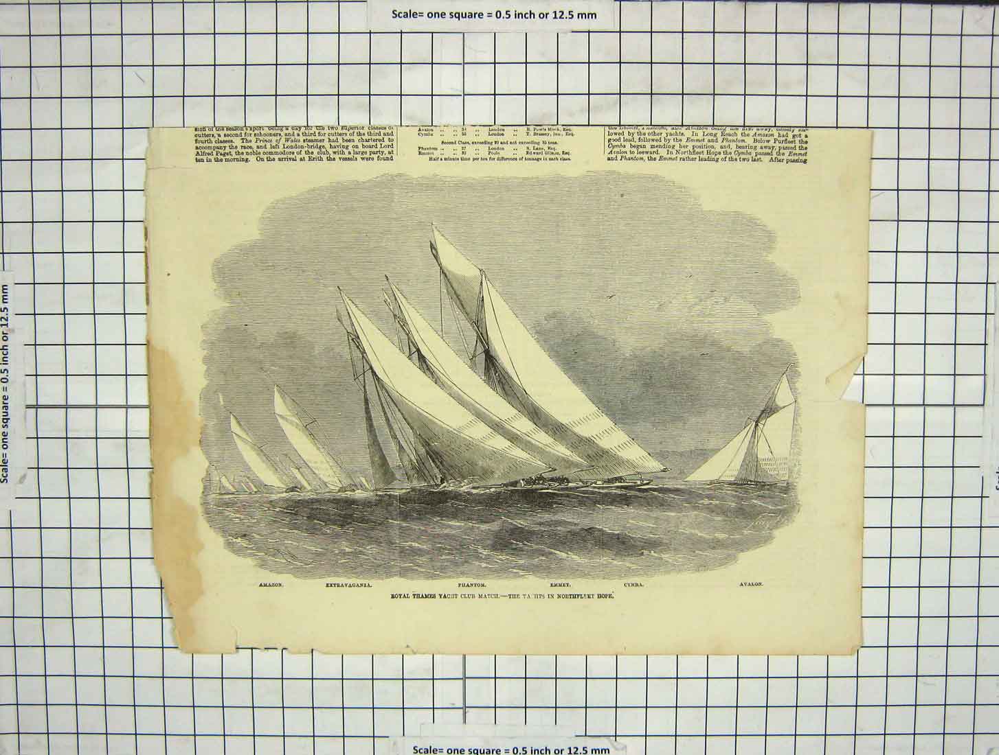 Old Antique Print Royal Thames Yacht Club Northfleet Phantom Amazon Cymba