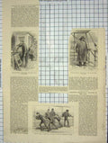 Original Old Antique Print 1878 Troop Ship 90Th Guard Officers Hauling Log Navy