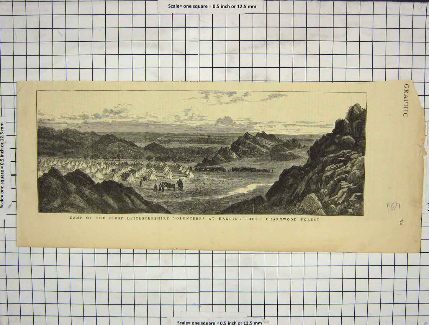 Original Old Antique Print 1881 Camp Leicestershire Volunteers Charnwood Forest