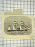 Original Old Antique Print H.M. Steam Ship Racehorse Wrecked Gulf Pecheli 1867