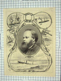 Original Old Antique Print Portrait Samuel Plimsoll M.P. Man War Ships