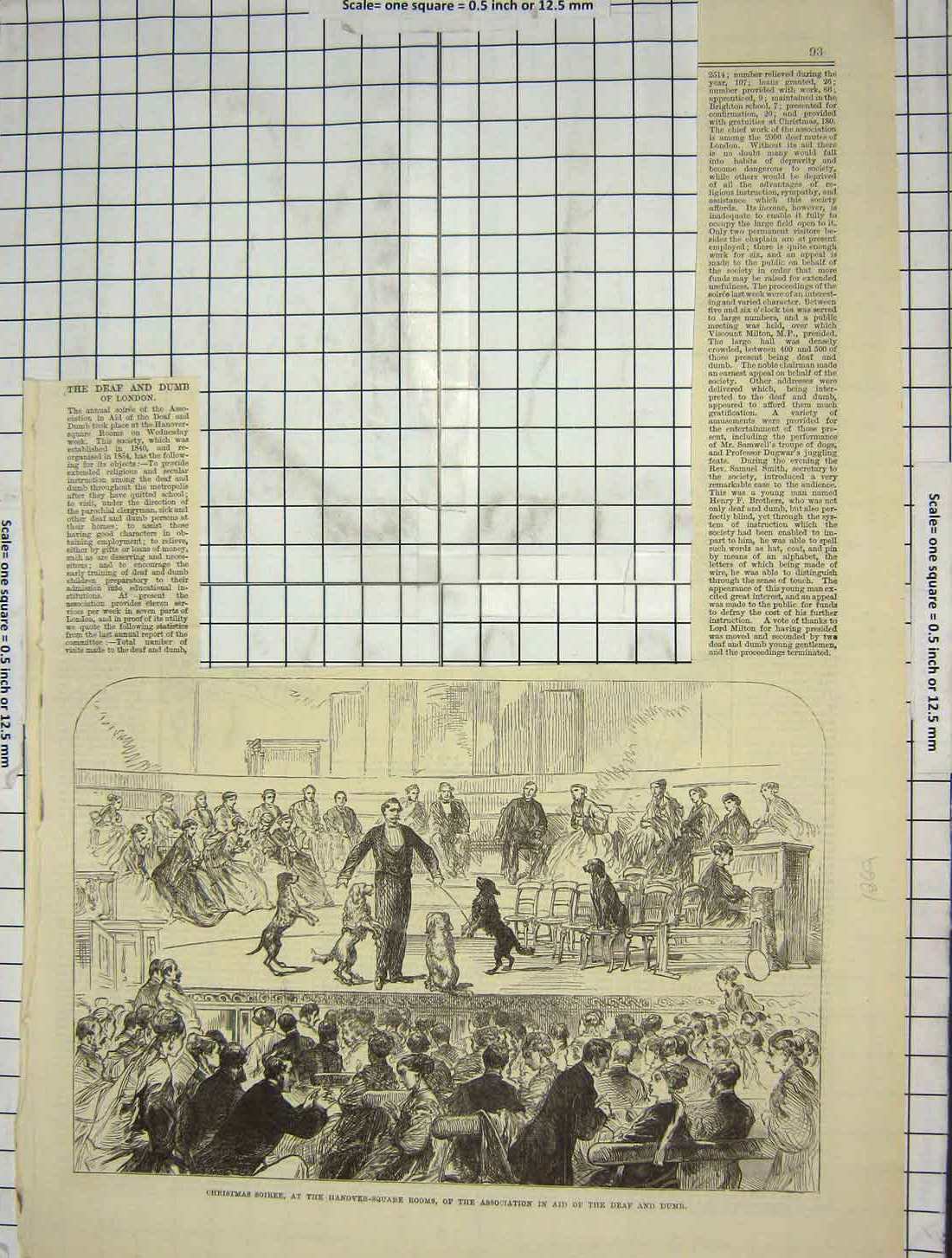 Original Old Antique Print Christmas Soiree Hanover Square Rooms Deaf Dumb 1869