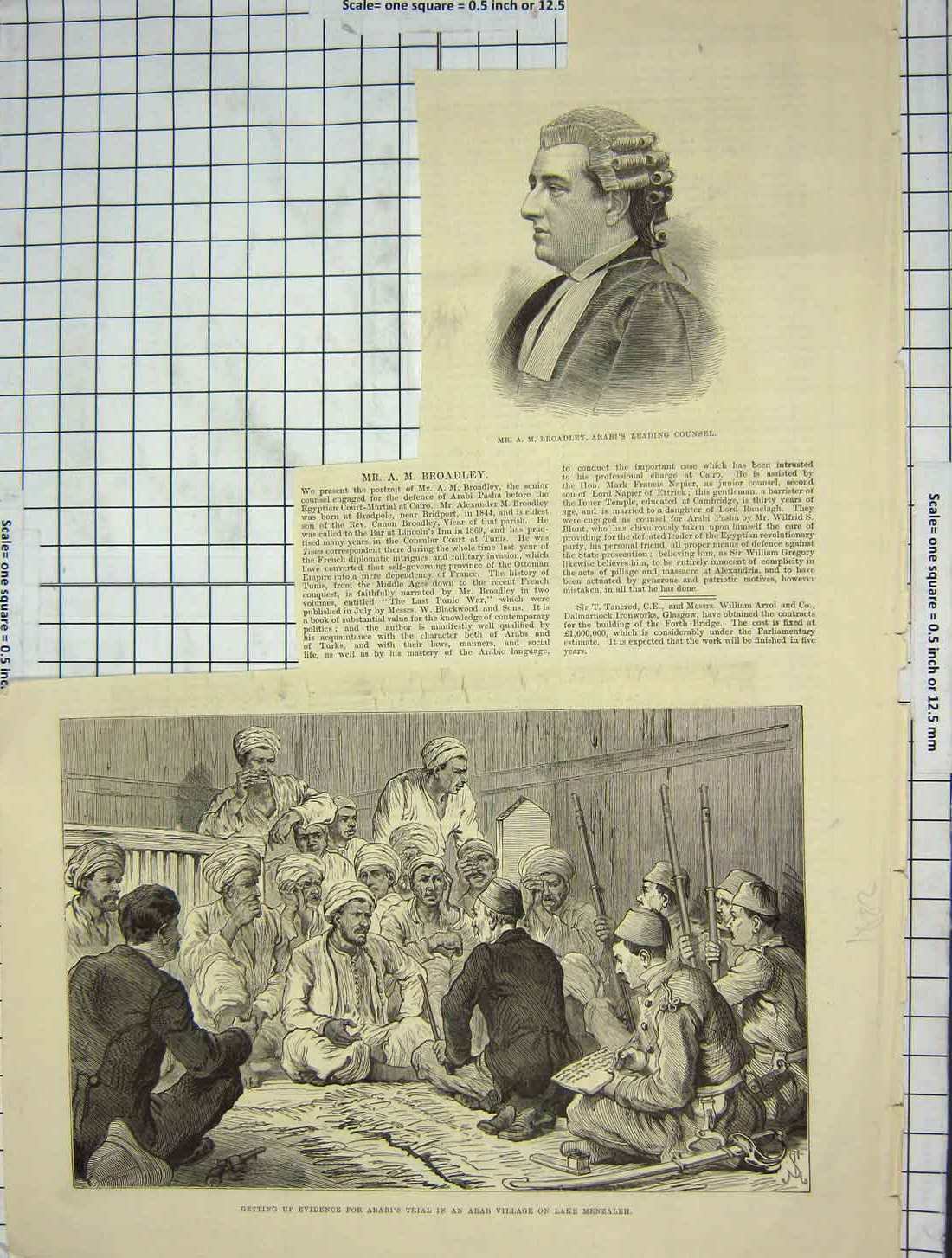 Old Antique Print Broadley Arabi Counsl Trial Arab Village Lake Menzaleh