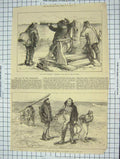 Original Old Antique Print 1873 Loss Northfleet Ship Beachmen Dungeness Men