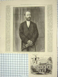 Original Old Antique Print 1886 Parliament Serjeant-At-Arms Erskine John Hunter