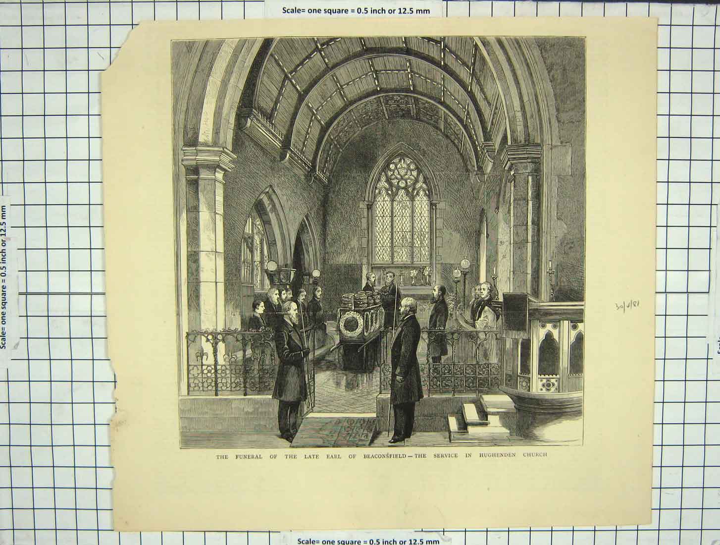 Old Antique Print 1881 Funeral Earl Beaconsfield Service Hughenden Church 19th