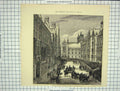 Antique Old Print *3790 1882 Royal Courts Justice Great Quadrangle Fine Art