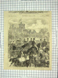 Old Antique Print 1872 Queen Agricultural Show Home Park Windsor Horses 19th