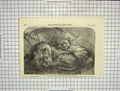 Old Antique Print 1856 Babylonian Lions Zoological Society Gardens Regent 19th