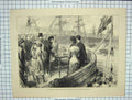 Old Antique Print Scene Princess Wals Naming New Alexandra Dock Liverpool 19th