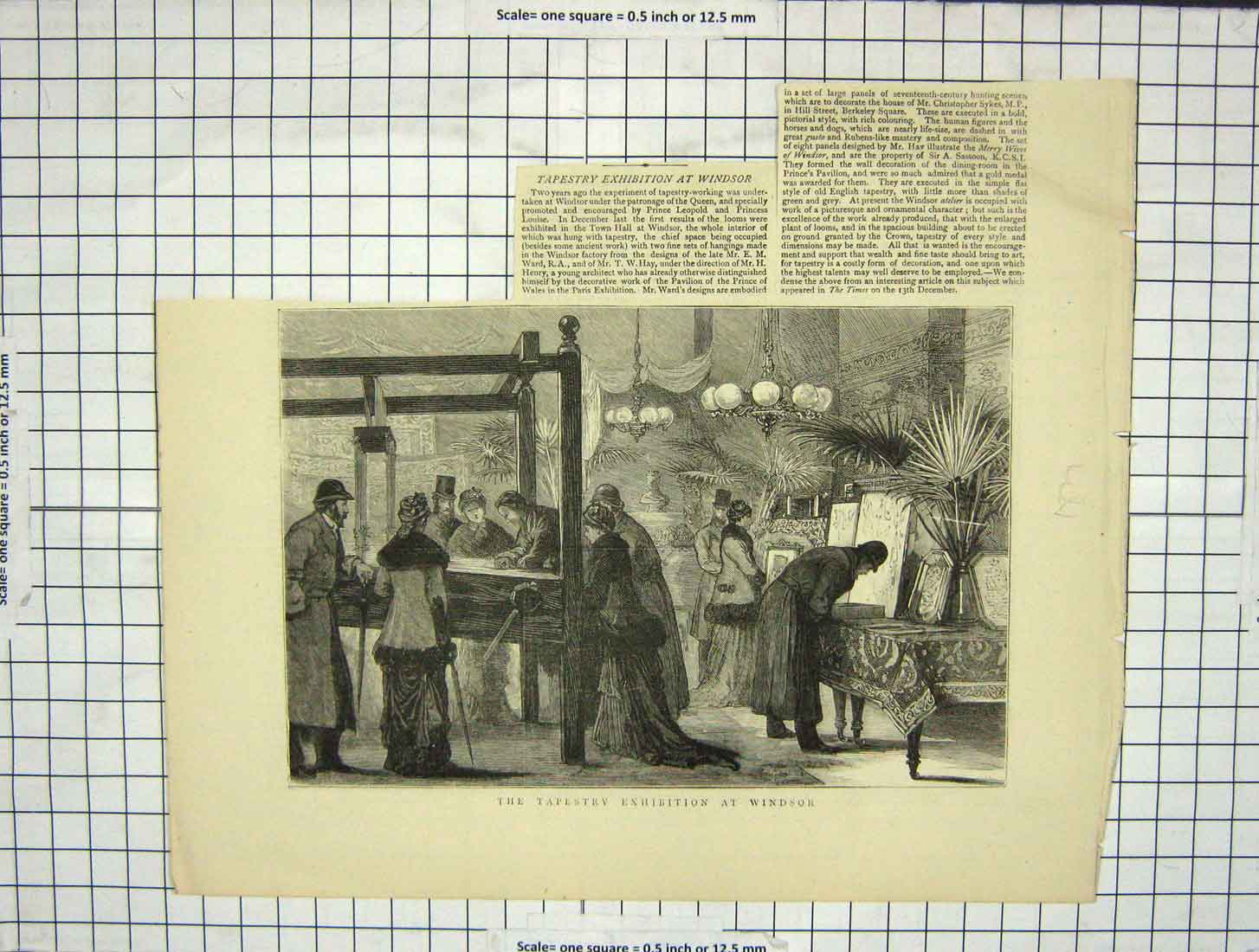 Original Old Antique Print Tapestry Exhibition Windsor London England Fine Art