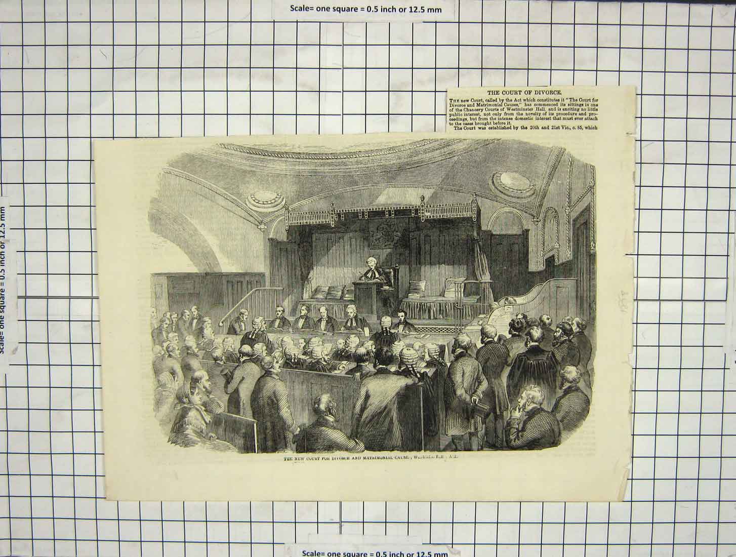 Original Old Antique Print New Court Divorce Matrimonial Cause