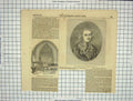 Original Old Antique Print 1854 Mary Russell Mitford Chessington Church Surrey