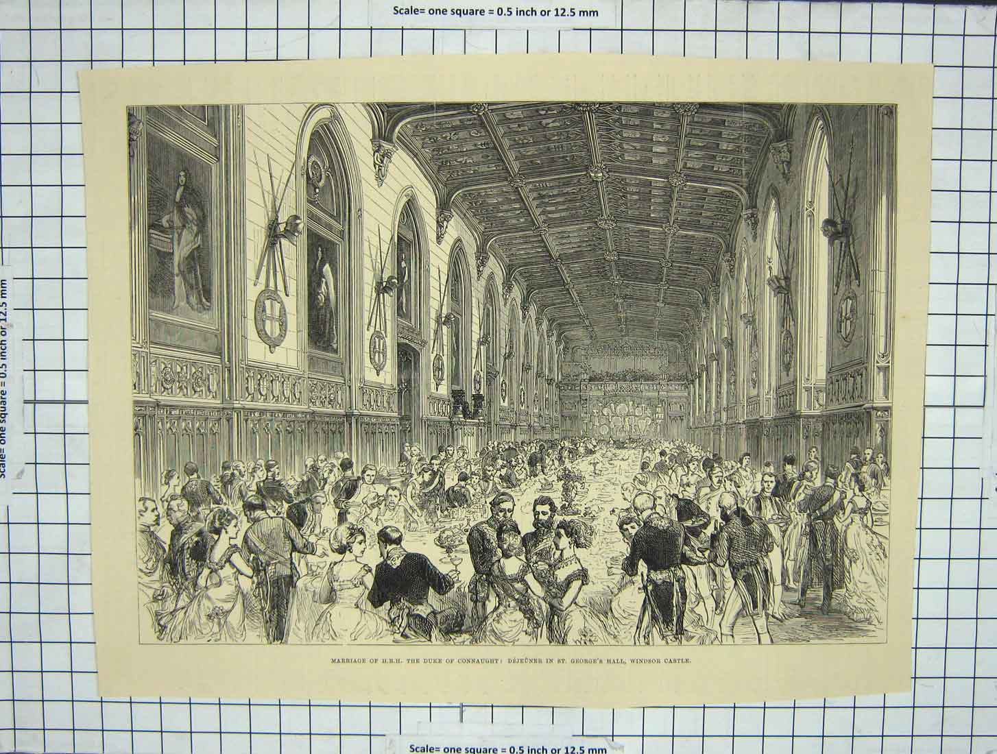 Original Old Antique Print Marriage Connaught Dejeuner George'S Windsor Castle