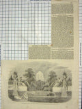 Original Old Antique Print Fountain Italian Gardens Improvements Serpentine