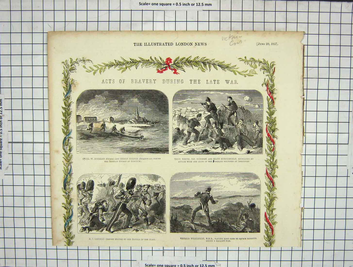 Original Old Antique Print 1857 War Buckley Henry Cooper Scholefield Wilkinson