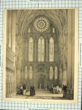 Original Old Antique Print South Transept Cathedral Church Architecture