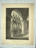 Original Old Antique Print 1830 Shrine King Edward Gloucester Cathedral Oriel