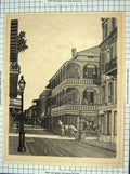 Old Antique Print Delafille Street Scene Buildings Horse Limited Edition