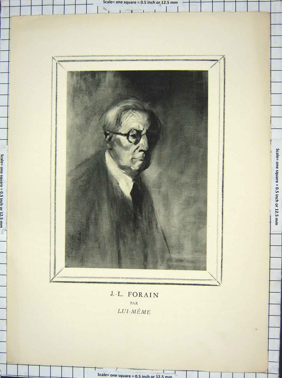 Original Old Antique Print Portrait J-L Forain Lui-Meme Man France
