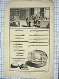 Original Old Antique Print Argenteur Worksop Tools Instruments