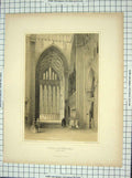 Original Old Antique Print York Cathedral North Transept Architecture