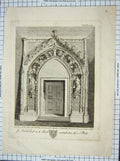 Original Old Antique Print Nichols Choir Cathedral Rochester Chapter House