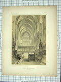 Original Old Antique Print Interior York Cathedral Architecture
