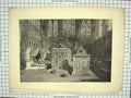 Old Antique Print 1845 Beauchamp Chapel Warwick Architecture Cattermole 19th