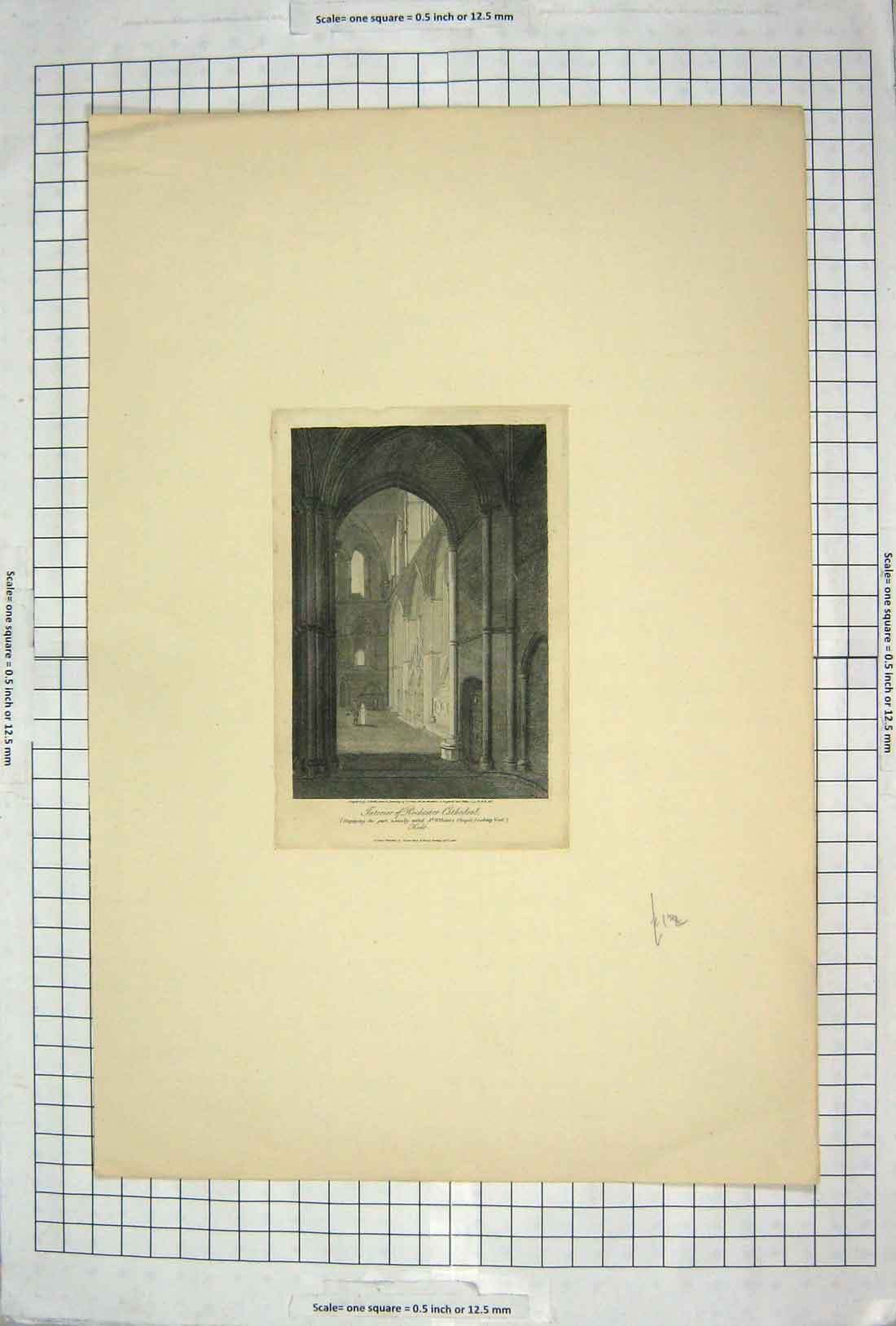 Original Old Antique Print Interior Rochester Cathedral Williams Chapel