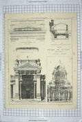 Old Antique Print 1884 Palace Justice Brussels Architecture Salle Perdus 19th