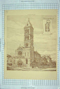 Original Old Antique Print 1875 Church St. Paul Rome Italy Architecture 19th