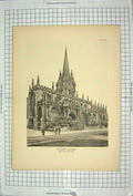 Original Old Antique Print Photograph St. Mary'S Church Architecture