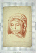 Original Old Antique Print Portrait Beautiful Girl Woman Lady 19th