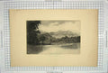 Original Old Antique Print 1890 Silver Strand Mountains Lake Engraving 19th