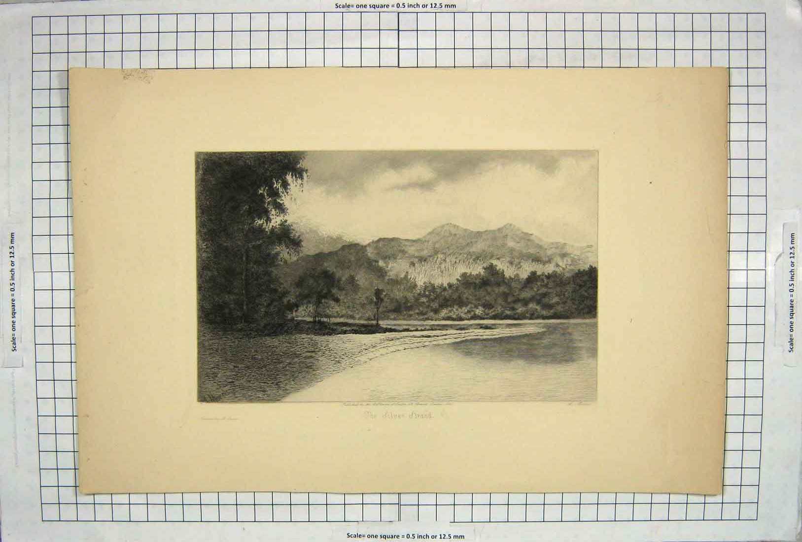 Original Old Antique Print 1890 Silver Strand Mountains Lake Engraving 19th