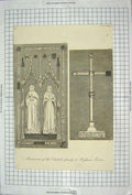 Original Old Antique Print Monuments Chichele Family Higham Ferrars 20th