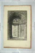 Original Old Antique Print 1816 Rochester Cathedral Great Western Entrance 19th