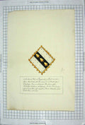 Original Old Antique Print Church Plate Ringwould Kent Arms Family Dawlinge