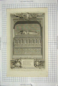 Original Old Antique Print Monument King Richard Ann Queen Westminster Abbey