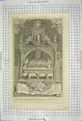 Original Old Antique Print Monument King Henry Ii Richard Front Evraud Anjou