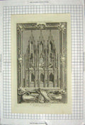 Original Old Antique Print 1787 Monument King Edward Cathdral Church Gloucester