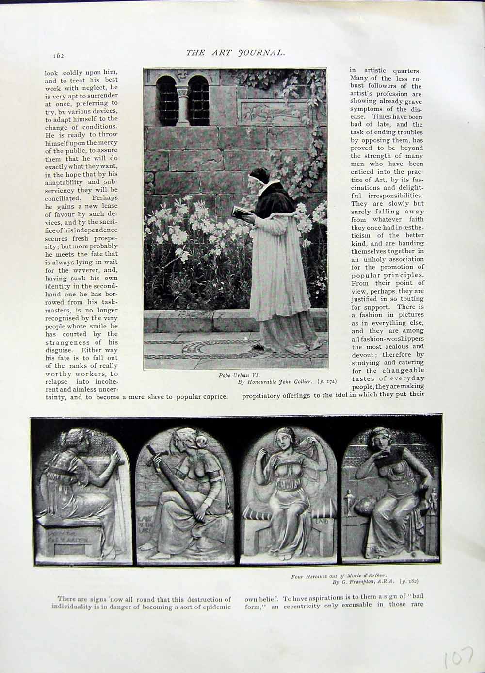 Old Antique Print 1896 Art Journal Pope Urban Vi Heroines Morte D'Arthur 19th