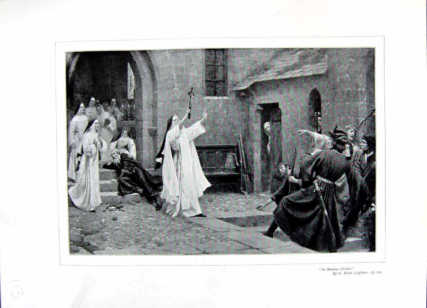 Original Old Antique Print 1896 Art Journal Nomine Christi Nuns Holy Cross 19th