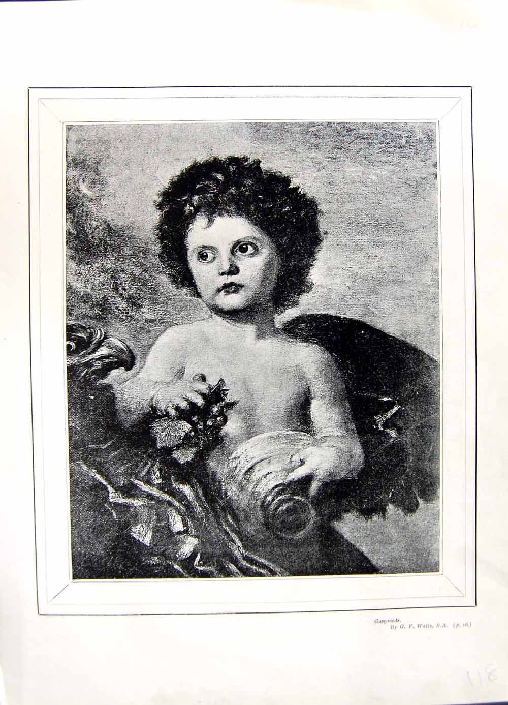Original Old Antique Print 1896 Art Journal Portrait Little Boy Ganymede Watts