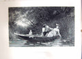 Old Antique Print 1896 Art Journal River Boat Romance Cousen Luke Fields 19th