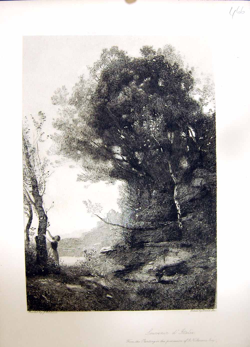 Old Antique Print 1896 Art Journal Souvenir D'Italie Trees Landscape Law 19th